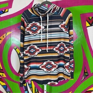 Multicolor Aztec Patterned Cowlneck Sweater. Size Medium. Good used condition!